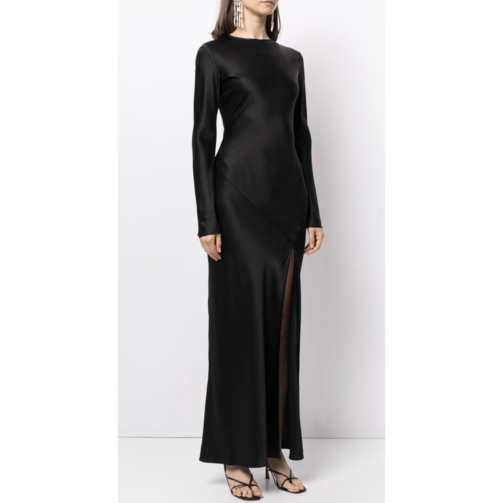 Sir. 2 Black 100% Silk Long Sleeve Soleil Maxi Dress — image 2 of 8